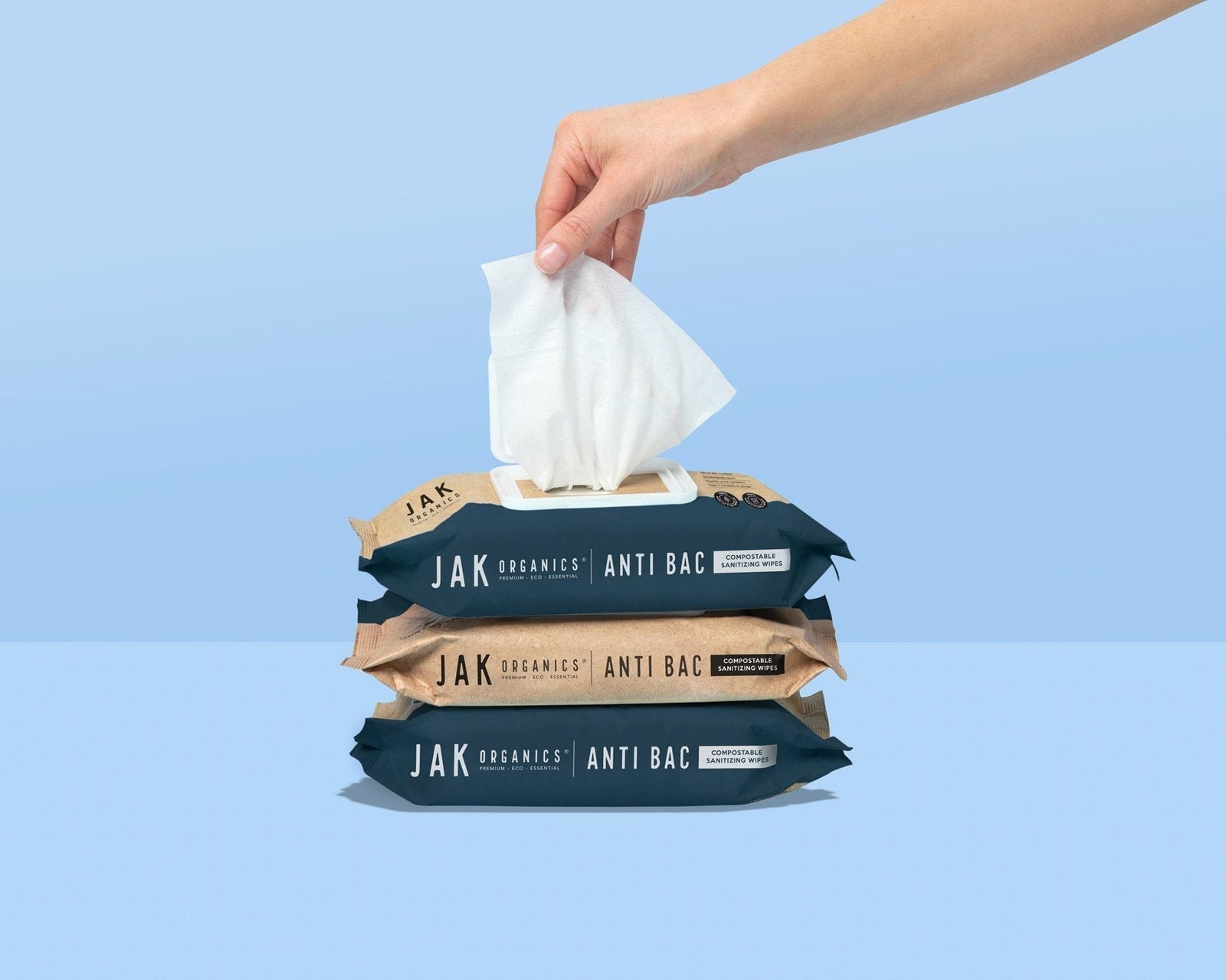 ANTI-BAC | All-Natural Compostable Sanitising Wipes | VALUE BOX - 6 packs