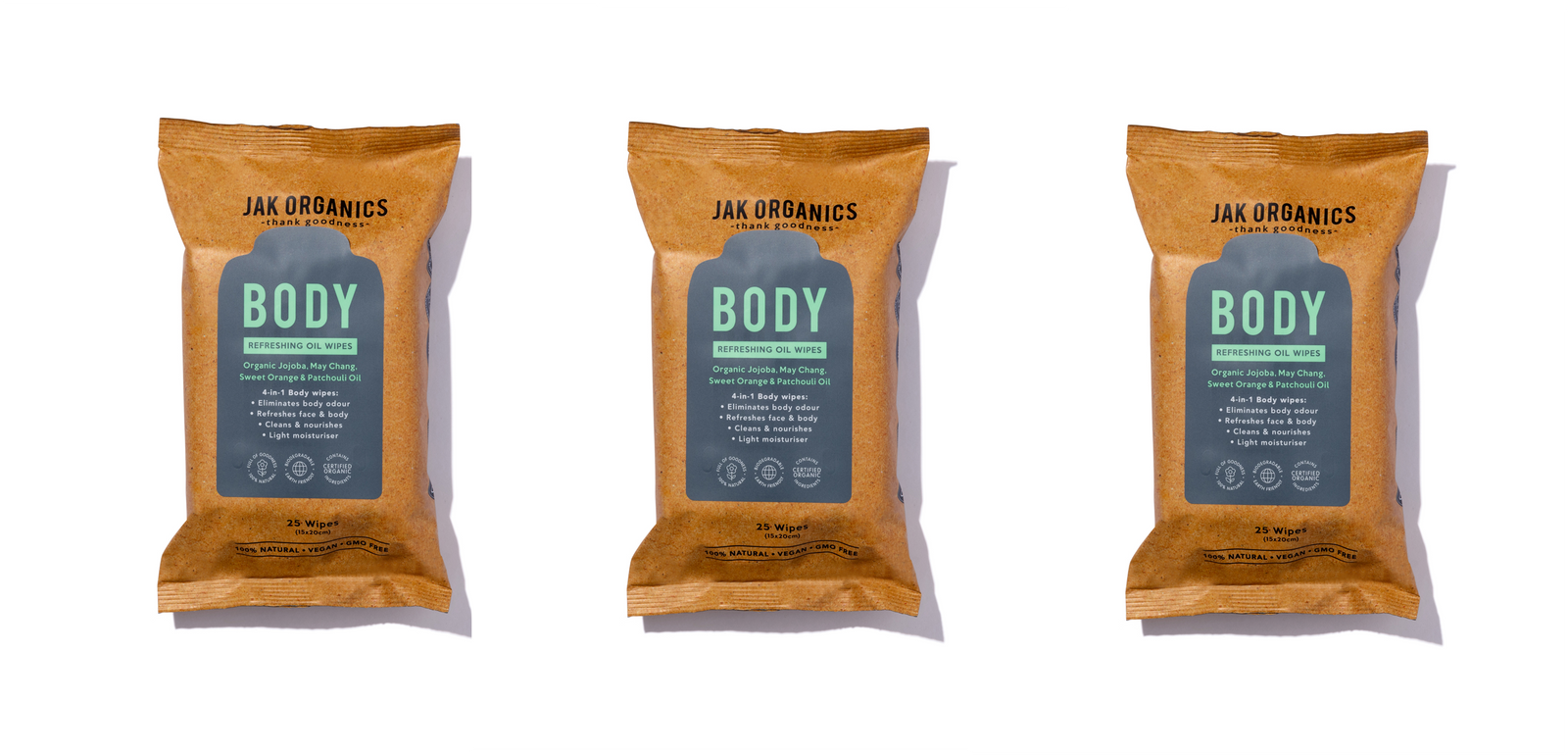 BODY wipes | Refresh, Deodorise and Moisturise on-the-go | VALUE SET - 3 Packs