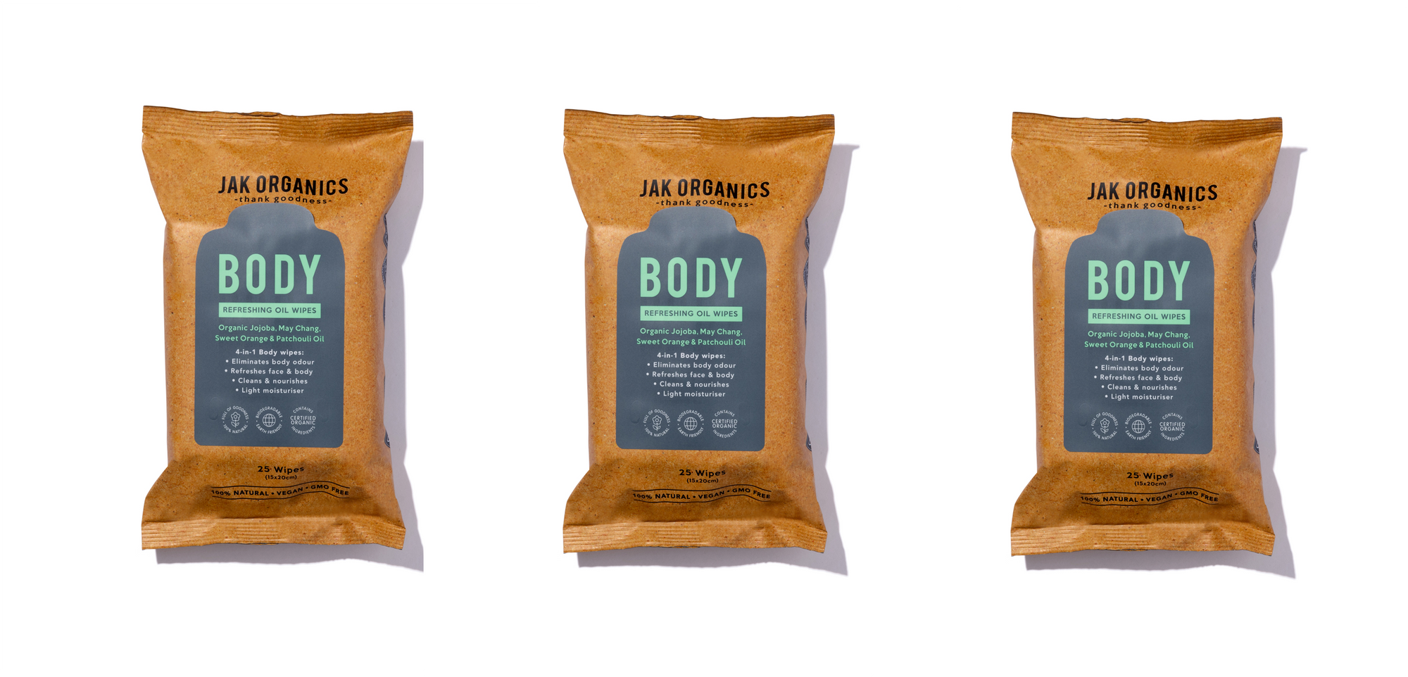 BODY wipes | Refresh, Deodorise and Moisturise on-the-go | VALUE SET - 3 Packs