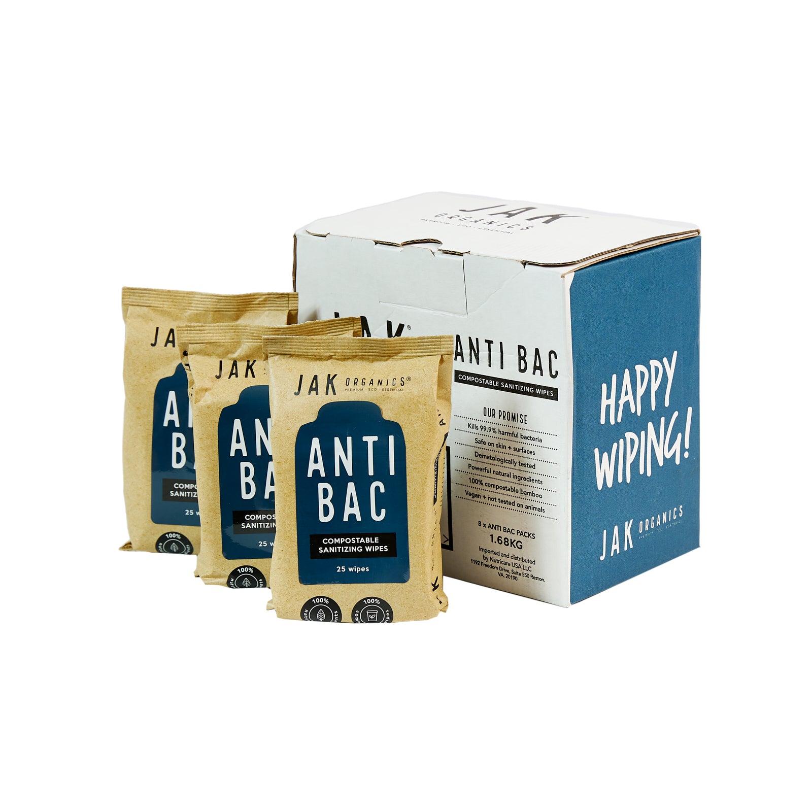 ANTI-BAC Mini | All-Natural Compostable Sanitising Wipes | SINGLE pack