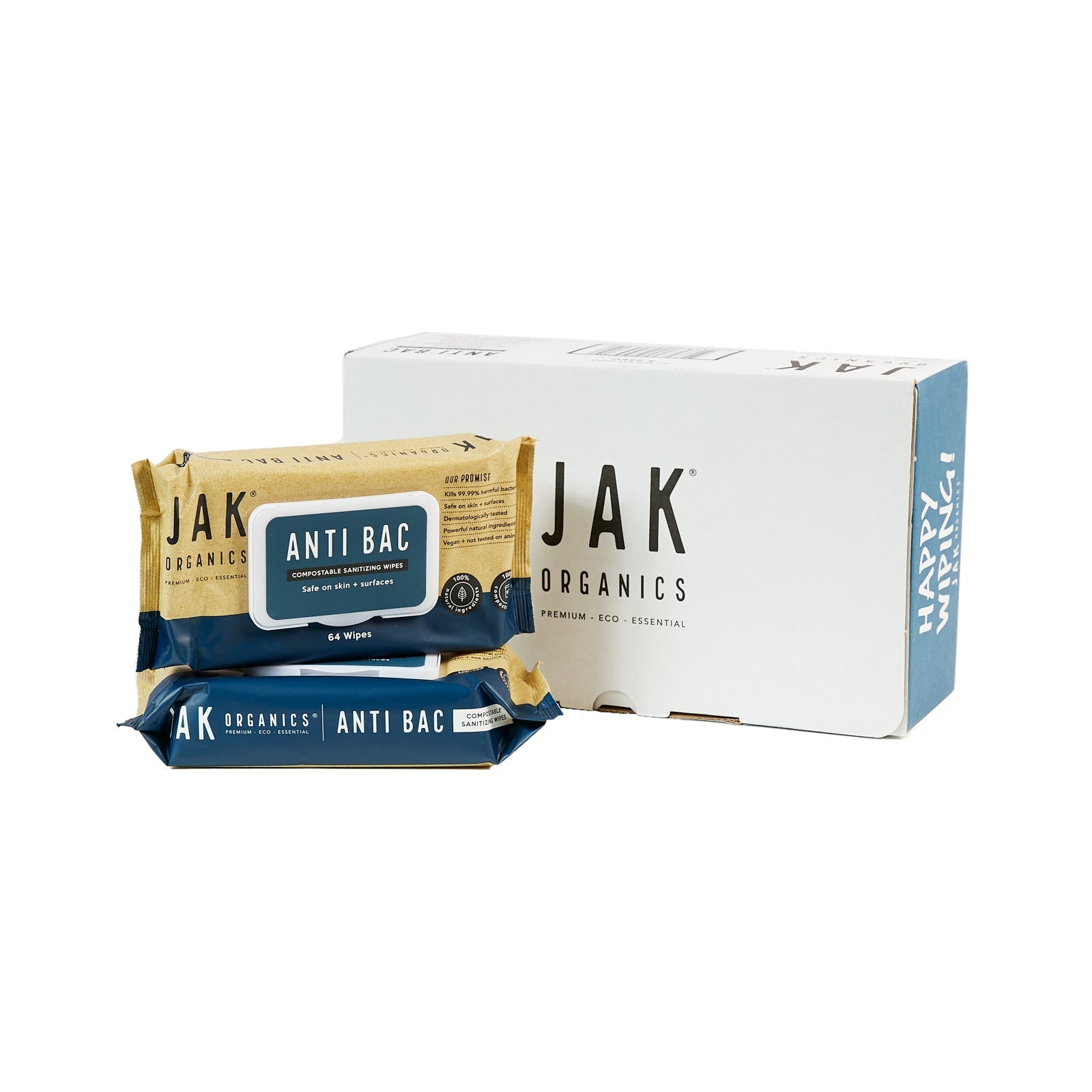 ANTI-BAC | All-Natural Compostable Sanitising Wipes | VALUE BOX - 6 packs